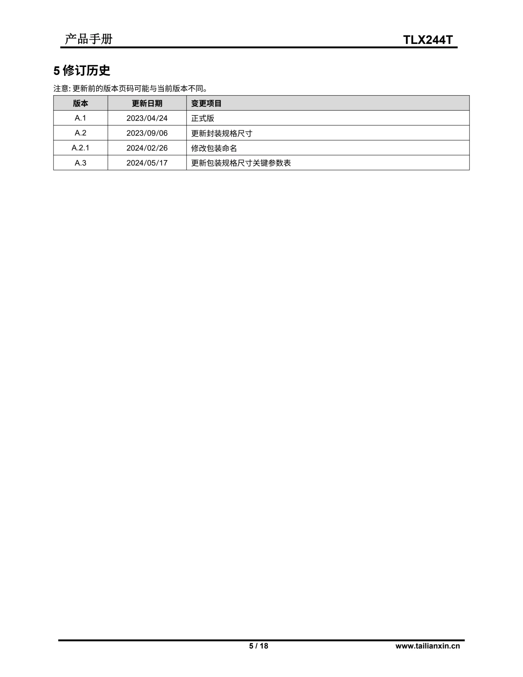 TLX244T-产品手册 第 5 页