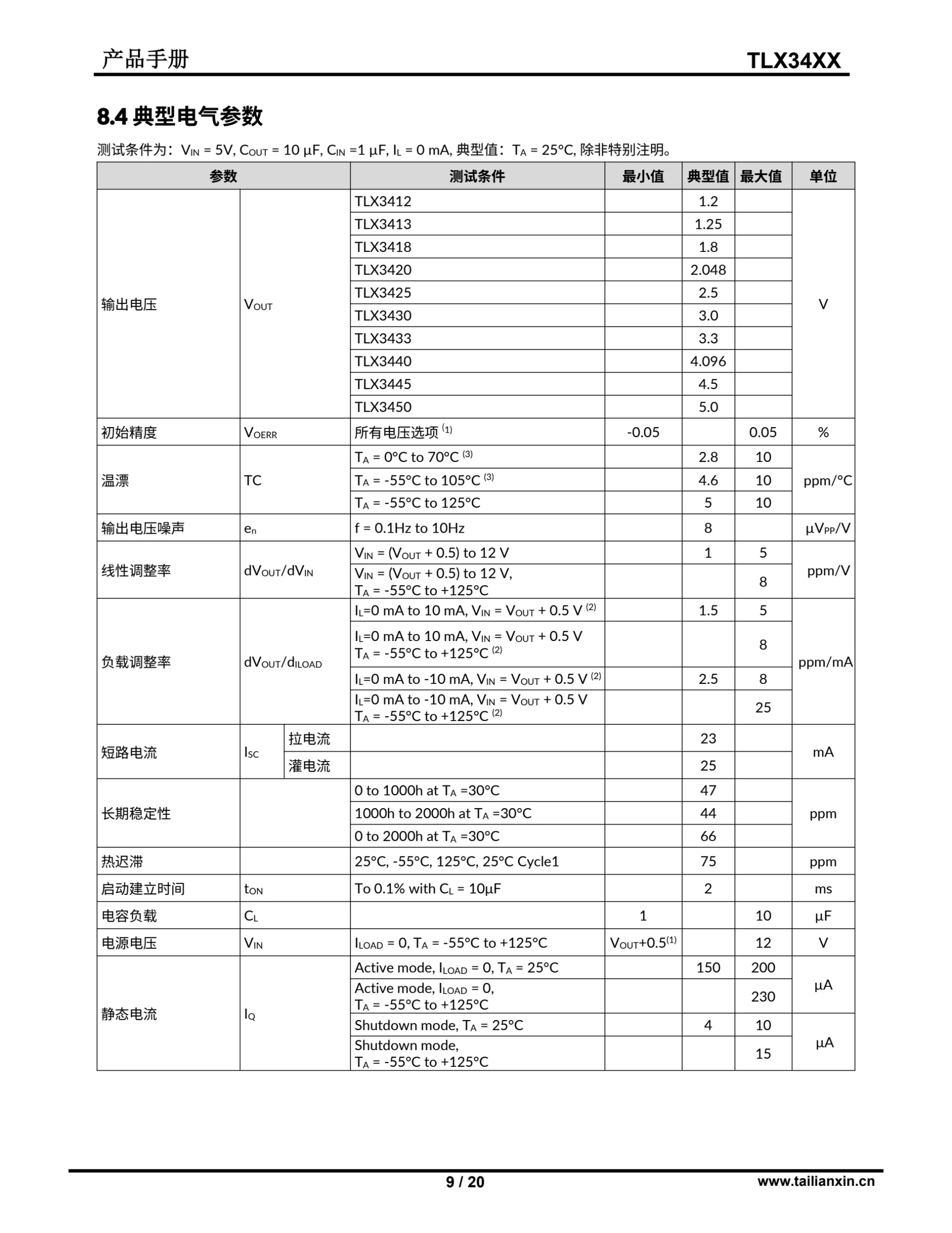 TLX34xx-基准-产品手册 第 9 页