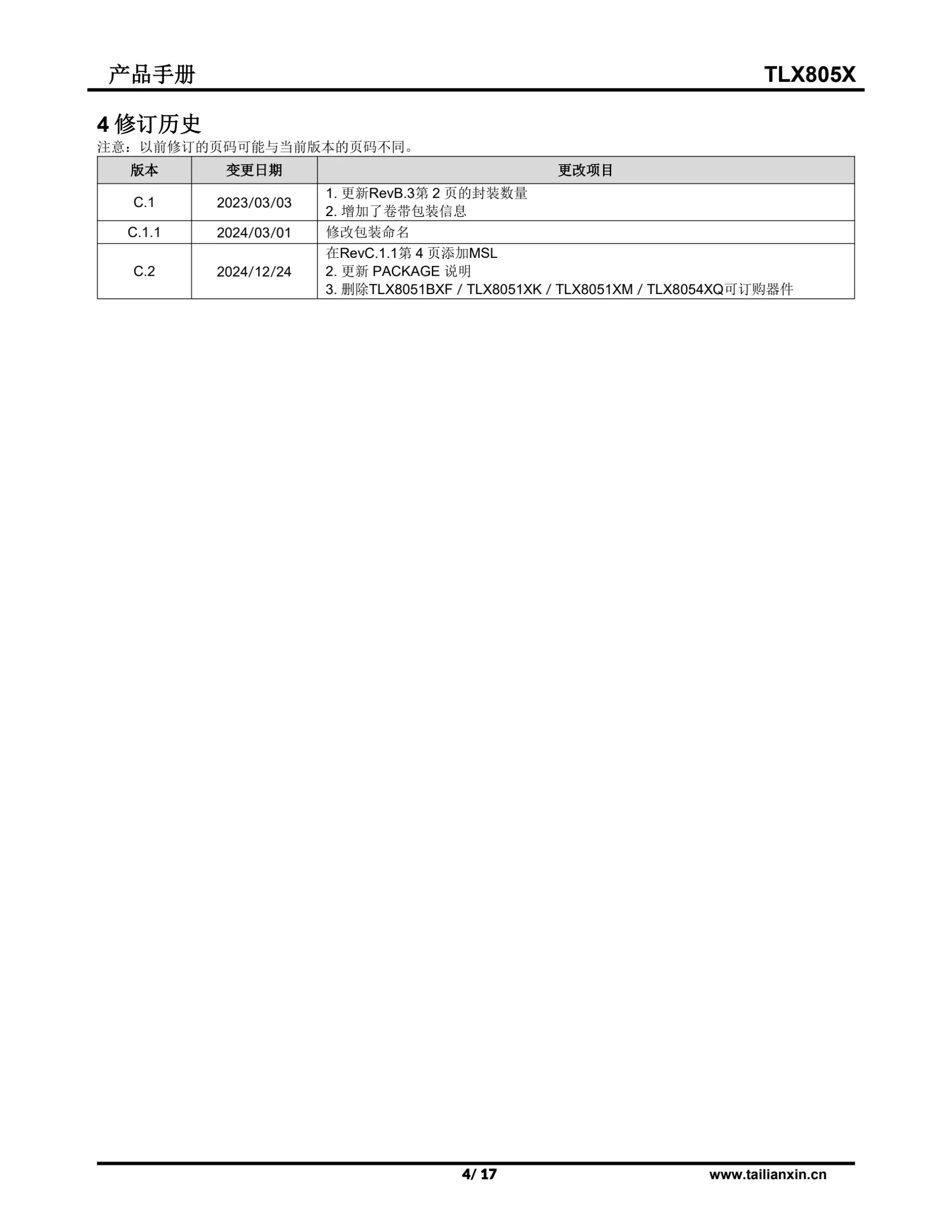 TLX805X-产品手册 第 4 页