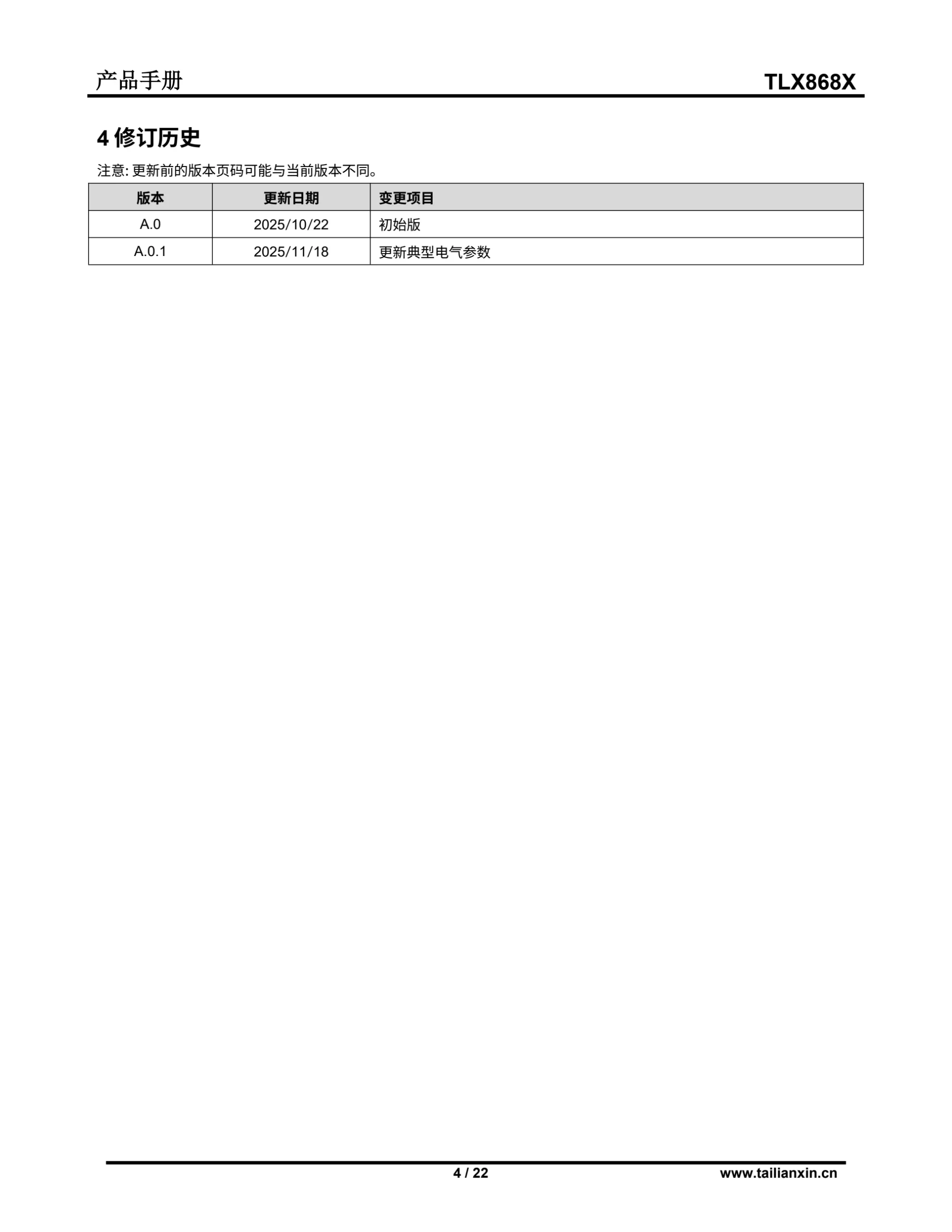 TLX868X-产品手册 第 4 页